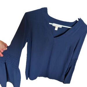 Michael Kors Deep Blue Blouse with Bell Sleeves